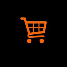 an orange shopping cart icon on a black background