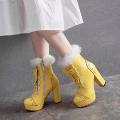 Cute Lolita Colorful Boots PN3519 ●Size:please see the picture. ●Heel Hight:about 11cm. ●Material:PU (Please allow 1-3cm differs due to manual measurement.As different computers display colors differently,the color of the actual may vary slightly from the above images.Thanks for your understanding.) ●About Shipping: We attach great importance to the orders of each customer and parcel delivery. 1.Processing time: 2-3 business days. 2.Shipping time: 10-15 business days to US, please allow 3-4 weeks shipping to other country.(Shipping times can be affected by variable customs clearance times or public holidays.) Ankle Boots High Heel, Boots High, Platform Ankle Boots, Boot Pumps, Spring Shoes, Rabbit Fur, Kawaii Fashion, Platform Shoes, Affordable Fashion