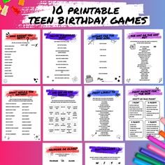 Are you on the hunt for the perfect way to celebrate your teen's birthday? Well, your search ends right here! 🎉 Introducing our fantastic birthday games bundle - the ultimate party must-have designed just for you and your teen's special day. With a whopping 10 games included, it's time to add a dash of fun and excitement to your celebration! What To Do For A Birthday Party, Birthday Activity Ideas For Teens, Pre Teen Birthday Party Ideas, 13th Birthday Party Games, Birthday Party Games For Teenagers, Games For Teens Party, Teen Boy Birthday Party Ideas, Fun Party Games For Teenagers, Birthday Party Activities For Teens