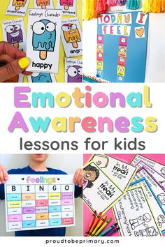 the emotions awareness lesson for kids to learn how to say emotion and feelings with this fun activity