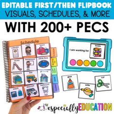 the editable first / then flipbook includes pictures, schedules and more with 200 + pecs