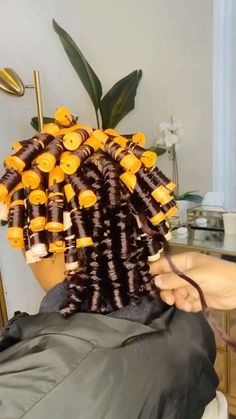 Heatless Curls, Bouncy Curls, Rod Set, Hair Shop, Peach Orange, Perm