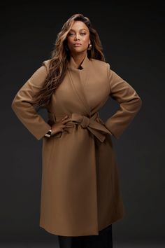 Presenting The Icons Vol.V, Starring International Supermodel, Entrepreneur And Television Personality, Tyra Banks. Showcasing Tyra'S Glamorous Yet Timeless Style, This Collection Is Comprised Of Empowering Pieces That Immediately Take Centre Stage.Completed With Notch Neck Lapels, A Wrap Belt And Flap Pockets, This Longline Coat Offers Practical Sophistication. Crafted With An Italian Wool And Cashmere Blend, This Coat Is Irresistibly Soft To The Touch.Notch Neck Lapelsitalian Woolflap Pocketsw Plus Size Camel Coat, Coat Guide, Hourglass Body Shape, Tyra Banks, Longline Coat, Wrap Belt, Low Neckline, Centre Stage, Wrap Coat