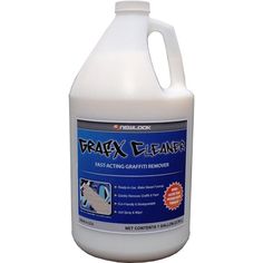 a gallon of brack cleaner on a white background