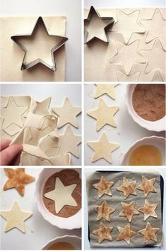 star shaped cookies being made with cookie cutters