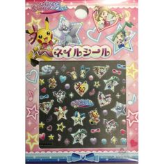 an assortment of pokemon stickers in a package