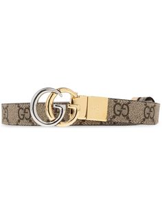 light beige/multicolour canvas/leather smooth grain GG Supreme canvas front buckle fastening reversible logo-buckle detail engraved logo thin strap punched holes round tip adjustable fit Planet People, Gucci Gg Marmont, Chanel 2, Five Points, Reversible Belt, Gg Marmont, Demi Fine Jewelry, Loafer Mules, Engraved Logo