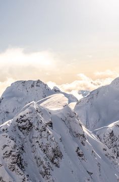 the mountains are covered in snow and there is no image on this page to describe