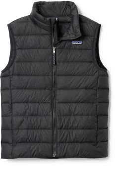 A great addition to their winter wardrobe  the kid's Patagonia Down Sweater Vest is compressible  water-repellent  insulated and easy to layer  helping keep your kiddo toasty warm on chilly days. Sweater Vest Black, Bib Snow Pants, Patagonia Down Sweater, Layered Hoodie, Patagonia Kids, Down Vest, Kids Pants, Rei Co-op, Kids Sweatshirt