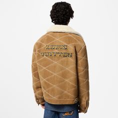 LOUIS VUITTON® - Embroidered Shearling Workwear Blouson - Camel Louis Vuitton Gifts, Louis Vuitton Official Website, Far West, Embroidered Leather, Leather Denim, Louis Vuitton Official, Buckle Shoes, Wallet Pouch, Silver Jewelry Fashion