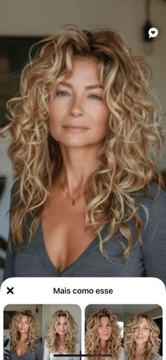 Long Curly Hairstyles For Women Over 50, 2024 Hairstyles For Women In 40s, Curly Hair Work Styles, Hair Colors And Styles, Long Layered Curly Hair, Wave Perm, Bright Blonde Hair, Medium Length Curly Hair, Layered Curly Hair