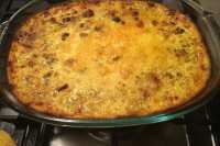 a casserole dish sitting on top of an oven