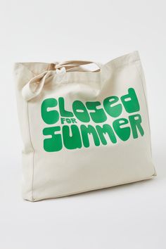 Tote bag with Closed For Summer print. Made of natural-coloured cotton twill – contains a high content of recycled cotton. Inside with large pocket and logo badge. Measures: ca. 50 x 45 x 12 cm / 19.7” x 17.7” x 4.7” Made in Romania 71% Cotton (recycled), 29% Cotton Style Nr. C90300-11J-22 Beige Cotton Bag With Logo, Beige Cotton Bags With Logo, Canvas Shopping Bag With Logo Print, Canvas Tote Shoulder Bag With Logo Print, Travel Canvas Tote Bag With Logo Print, Casual Summer Bags With Logo, Beige Logo Bag For Summer, Casual Logo Print Shoulder Bag For Travel, Everyday Canvas Bags With Logo Print