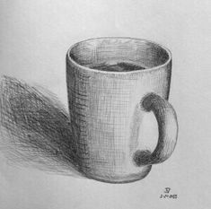 a pencil drawing of a coffee cup