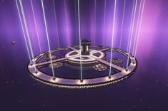 an artistic rendering of a circular structure with lights in the middle and stars above it