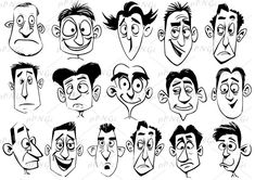 cartoon faces with different facial expressions