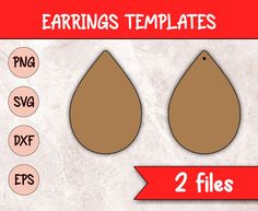 two pears are cut out and labeled with the words, earings templates