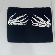 Black Bandeau Featuring Skeleton Hands Double Lined So You Don’t Have To Wear Bra 10.5” Outseam True To Size Black Bandeau, Skeleton Hands, Hand Coloring, Skeleton, Cute Outfits, Womens Tops, Crop Tops, Bra, Women Shopping