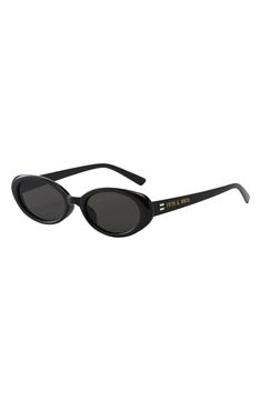 Polarized lenses offers superior visual clarity in sleek oval sunglasses that offer full-coverage UV protection. 53mm lens width; 19mm bridge width 145mm temple length 100% UV protection Polycarbonate Imported Black Circle Sunglasses, Audrey Hepburn Sunglasses, Black Sunnies, Accessories Closet, Funky Accessories, Chic Glasses, Celebrity Airport Style, Winter Sunglasses, Circle Sunglasses