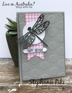 a birthday card with a dragonfly on it