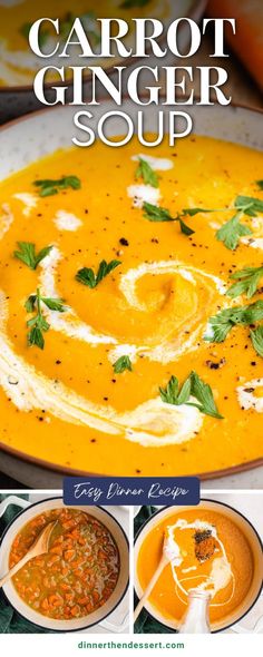 carrot ginger soup in a white bowl