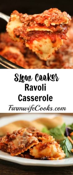 slow cooker ravioli casserole is an easy and delicious side dish