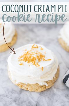 coconut cream pie cookie recipe with text overlay