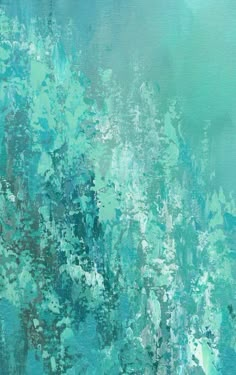 an abstract painting with blue and green colors