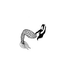 a black and white drawing of a mermaid