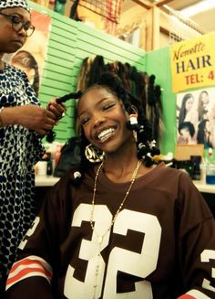 a woman getting her hair done in a salon