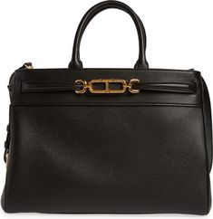 TOM FORD Large Whitney Crossbody Tote | Nordstrom High-end Tote Bag With Top Carry Handle, Tom Ford Purse Handbags, High-end Tote Box Bag With Branded Hardware, High-end Tote Bag With Branded Hardware, Designer Tote Bag With Silver-tone Hardware, Crossbody Tote, Tom Ford, Leather Tote, Adjustable Straps