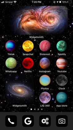 the planets and their names are shown in this screenshote screen shot from an iphone