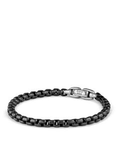 David Yurman Men's Box Chain Bracelet in Darkened Stainless Steel, 5mm David Yurman Mens, Mens Bracelet Black, Large Bracelet, Men Bracelet, Tiger Eye Bracelet, Hammered Gold, Bracelet Online, Bracelet Black, Unique Pendant