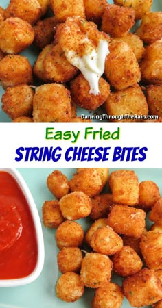 fried cheese bites with ketchup and mayonnaise