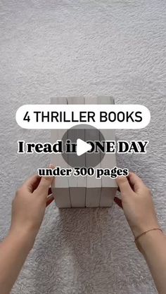 someone is holding an item in their hands with the text 4 thirler books i read in one day under 500 pages