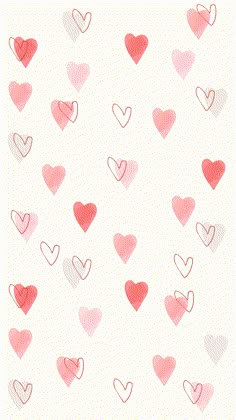 watercolor hearts on white background with red and pink colors