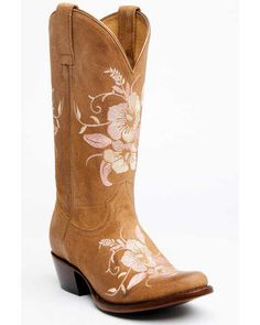 Shyanne Women's Lasy Floral Embroidered Western Boots - Broad Square Toe - Country Outfitter Barn Boots, Brown Cowgirl Boots, Tall Western Boot, Chukka Shoes, Ostrich Legs, Womens Cowgirl Boots, Boot Barn, Western Boots Women, Cowboy Boots Women