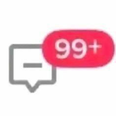 a red speech bubble with the number 99 plus on it