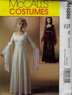 a woman's dress and cape pattern from the sewing book, mccall's costumes