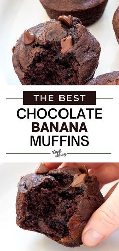 the best chocolate banana muffins are made with only 3 ingredients and they're so good to eat