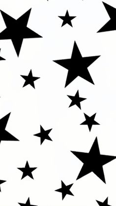 black and white stars are flying in the air, forming a pattern on a white background