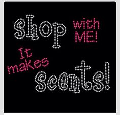 the words shop with me, make it seem to be sequins on a black background