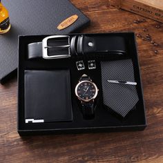 Luxury men's Watch Gift Set - FashionByTeresa Belt Wallet, Perfume Jewelry, Gift Box For Men, Watch Cufflinks, Watch Belt, Tie Gifts, Gift Kit, Bracelet Cuir, Gift Boutique