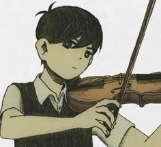 a drawing of a boy holding a violin