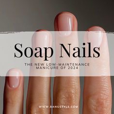 They may not feature bubbles, but soap nails are squeaky clean and fresh-looking. They involve a clean base with perfectly buffed, trimmed, and filed nails plus a super glossy finish that gives off a “wet” effect. We love this look with a pink see-through finish or a milky-nude finish, similar to milk nails. The key element is the super glossy finish that makes these look like you just got out of a bubble bath. Trending Pedicure, Soap Nails, Unique Nail Ideas, Pedicure Trends, Soap Brows, Natural Nails Manicure, Bubble Nails, Pedicure Ideas, Buff Nails