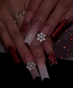 Nail Decoration Ideas, Christmas Nail Art Ideas, Amazing Nail Art, Winter Nails Acrylic, Nails Winter, Long Acrylic Nails Coffin, Acrylic Nails Coffin Pink, Christmas Nails Acrylic