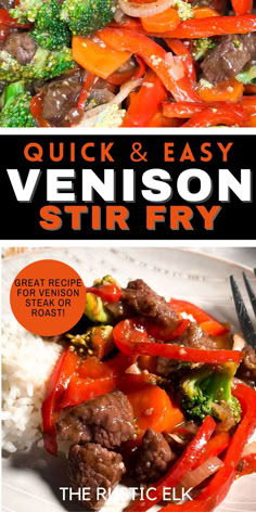 Looking for a healthy, filling, flavorful, and quick weeknight meal using up venison steak or venison roast? This delicious, quick and easy venison stir fry is full of flavor and comes together in a cinch. Fresh vegetables and tender, savory venison combine to make what will quickly become one of your favorite ways to use deer meat! Venison On Blackstone, Deer Stir Fry Recipes, Venison Beef Tips, Whole 30 Venison Recipes, Venison Steak Recipes Instant Pot, Backstrap Recipes Venison, Venison Stew Meat Recipes Crockpot, Fried Deer Meat, Crockpot Recipes Venison