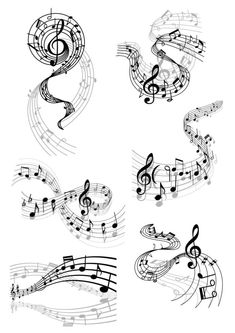 music notes with musical staffs on them