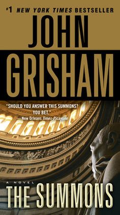 the summons by john grishaam, with an image of a clock in the background