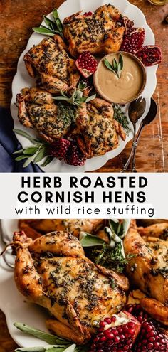 herb roasted cornish hens with wild rice stuffing